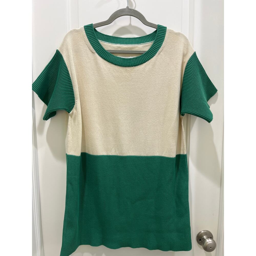 Maison Margiela Color Block Short Sleeve Crew Neck Sweater Sz S